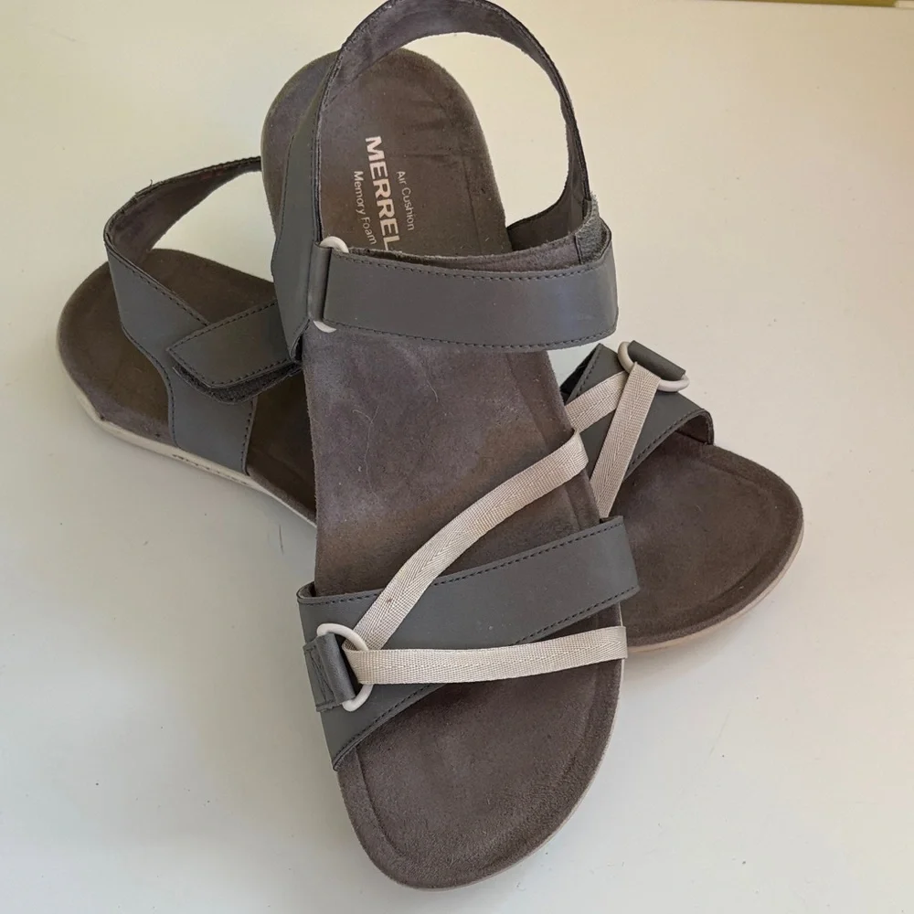 Merrell Charcoal Leather  Velcro Ankle strap sandal Size 10